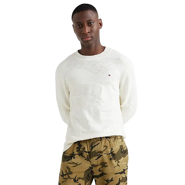 Áo Len Nam Tommy Hilfiger Camo Sweater MW22799 Màu Trắng Size M