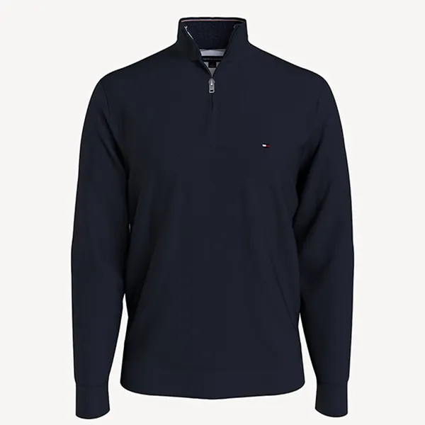 Áo Nỉ Nam Tommy Hilfiger Solid Quarter-Zip Sweatshirt 78C6087 Màu Xanh Navy Size S