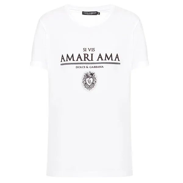 Áo Phông Dolce & Gabbana D&G Amari Ama Printed F8L61T FI7411 HW2FY Màu Trắng