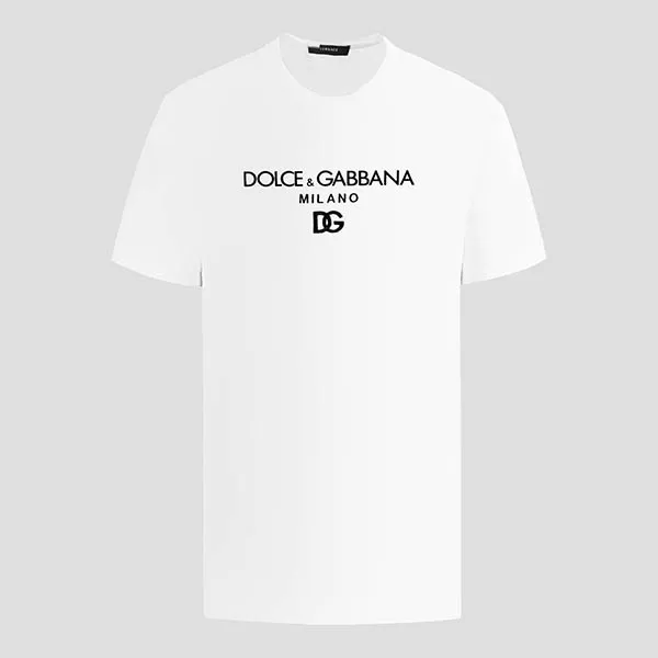 Áo Phông Dolce & Gabbana D&G White Logo Embroidered G8PD7Z G7B9X W0800 Màu Trắng