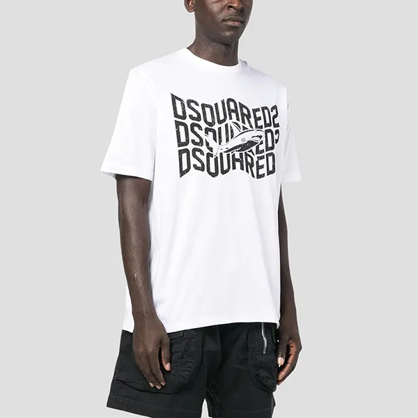 Áo Phông Dsquared2 White Logo Printed S74GD1089 S23009 100 Màu Trắng