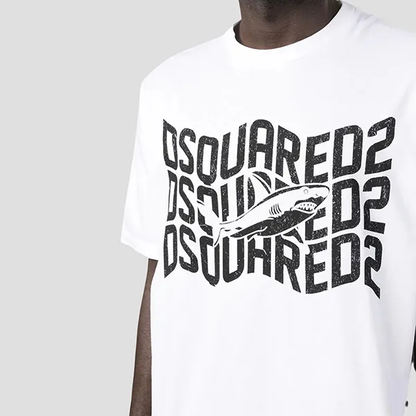 Áo Phông Dsquared2 White Logo Printed S74GD1089 S23009 100 Màu Trắng