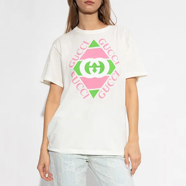Áo Phông Gucci White Logo Vintage Printed 717422/XJEWF9095 Màu Trắng - Thời trang - Vua Hàng Hiệu