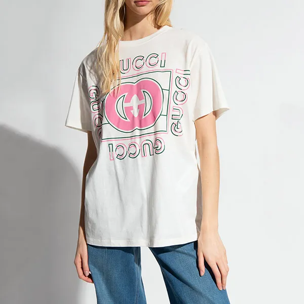 Áo Phông Gucci White Logo Vintage Printed 717422/XJEWG9095 Màu Trắng - Thời trang - Vua Hàng Hiệu