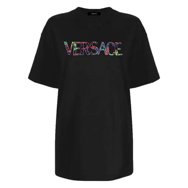 Áo Phông Versace Black Logo Printed 1006637 1A04610 2B070 Màu Đen - Thời trang - Vua Hàng Hiệu