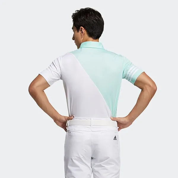 Áo Polo Adidas Three Stripes Color Block Short Sleeve Button Down Shirt GM3660 Màu Xanh Trắng Size M