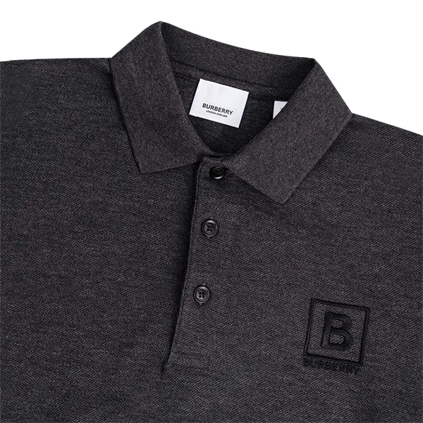 Áo Polo Burberry Plain Cotton Long Sleeve Dark Grey 8053062 1005 Màu Xám