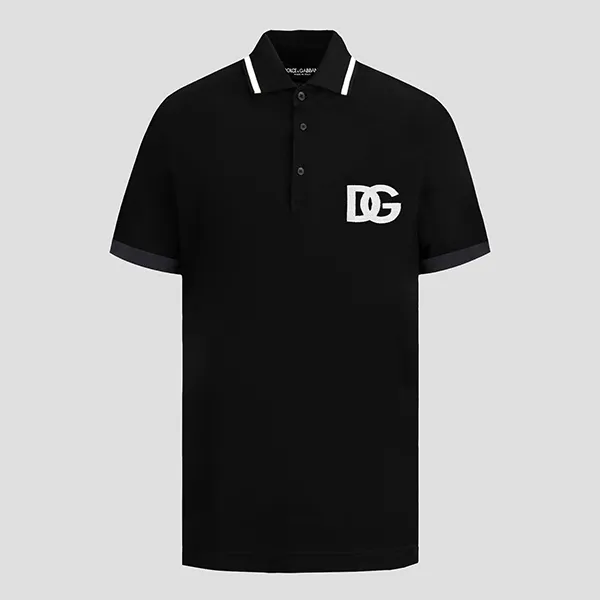 Áo Polo Nam Dolce & Gabbana D&G Black Logo Embroidered G8PU6Z FU7EN N0000 Màu Đen Size 50