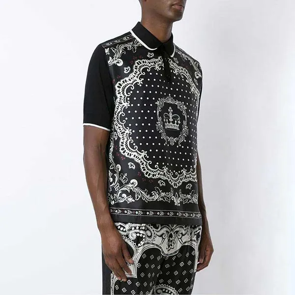 Áo Polo Nam Dolce & Gabbana D&G Shirts Họa Tiết Màu Đen