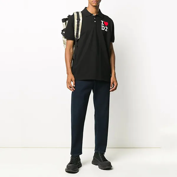 Áo Polo Dsquared2 Logo-print Cotton S74GL0044 Màu Đen Size M - Thời trang - Vua Hàng Hiệu