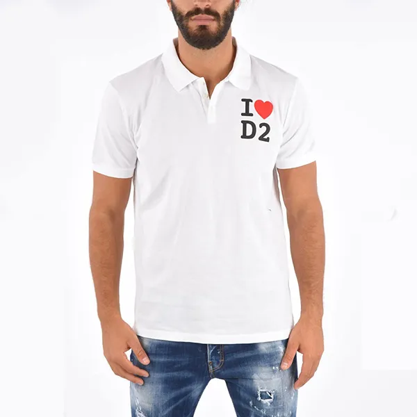 Áo Polo Nam Dsquared2 Logo-print Cotton S74GL0044 Màu Trắng Size M - Thời trang - Vua Hàng Hiệu