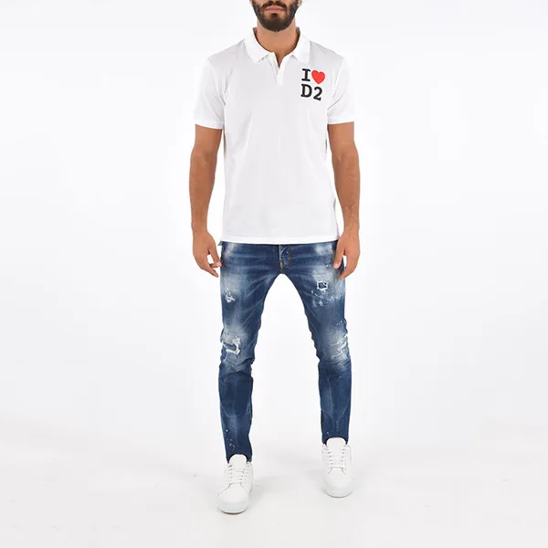 Áo Polo Nam Dsquared2 Logo-print Cotton S74GL0044 Màu Trắng Size M - Thời trang - Vua Hàng Hiệu