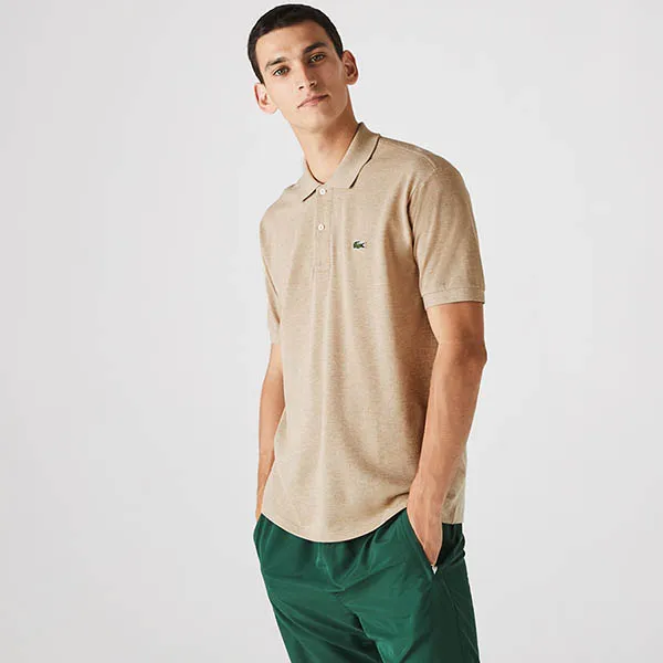 Áo Polo Lacoste Marl Classic Fit L1264 HAB Shirt Màu Be Size L