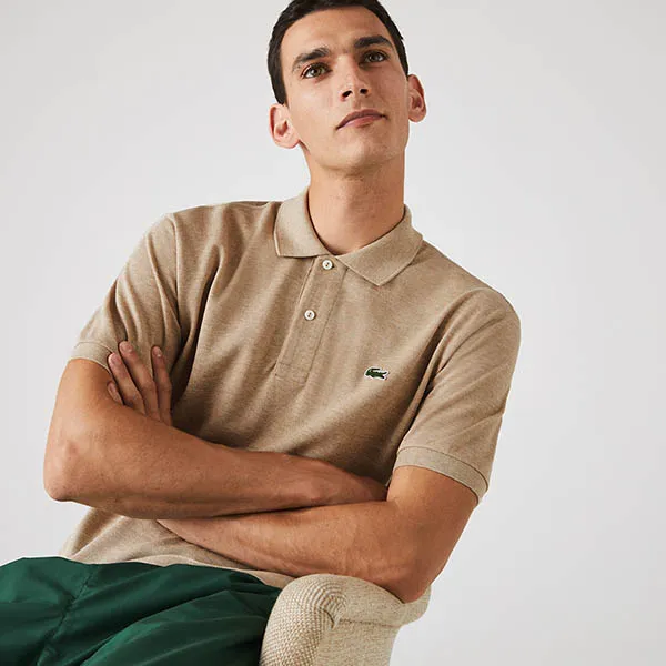 Áo Polo Lacoste Marl Classic Fit L1264 HAB Shirt Màu Be Size L