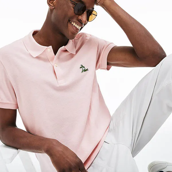 Áo Polo Lacoste Men's Regular Fit Palm Tree Croc Cotton Petit Piqué Polo PH4258 51 ADY Màu Hồng Phấn Size M - Thời trang - Vua Hàng Hiệu