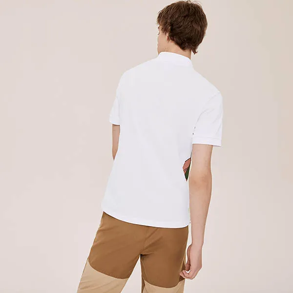 Áo Polo Lacoste Unisex X Jean-Michel Tixier Print Classic Fit Shirt PH0410.JD4 Màu Trắng Xanh Size XS