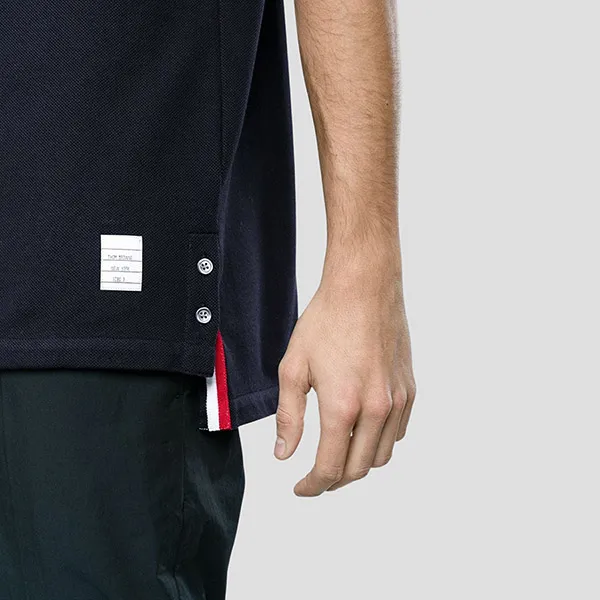 Áo Polo Thom Browne Back Stripe Relaxed Fit MJP042A 00050 415 Màu Xanh Navy