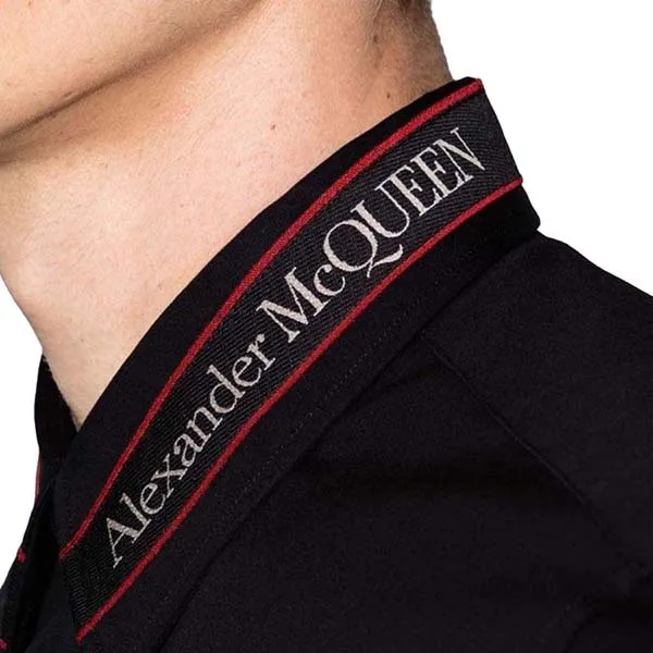 Áo Sơ Mi Alexander Mcqueen Logo Collar Shirt Màu Đen Size S