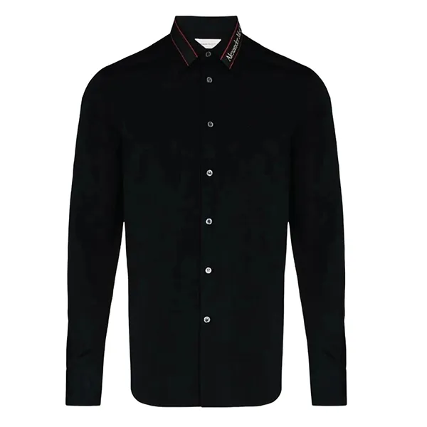Áo Sơ Mi Alexander Mcqueen Logo Collar Shirt Màu Đen Size S