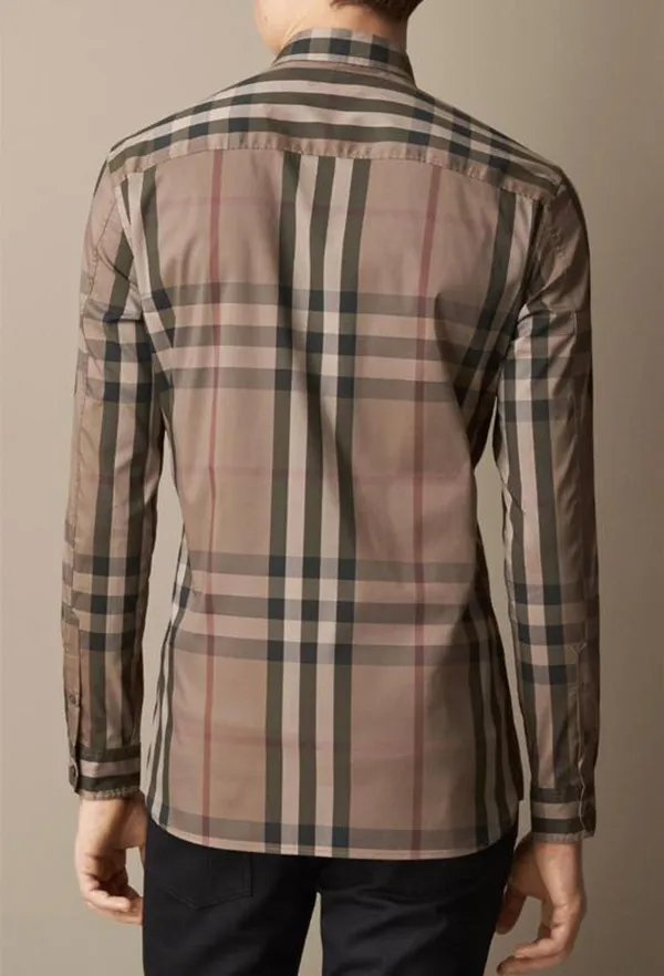 Áo Sơ Mi Burberry Classic Khaki Check Shirt Stretch Material Màu Nâu Size XS