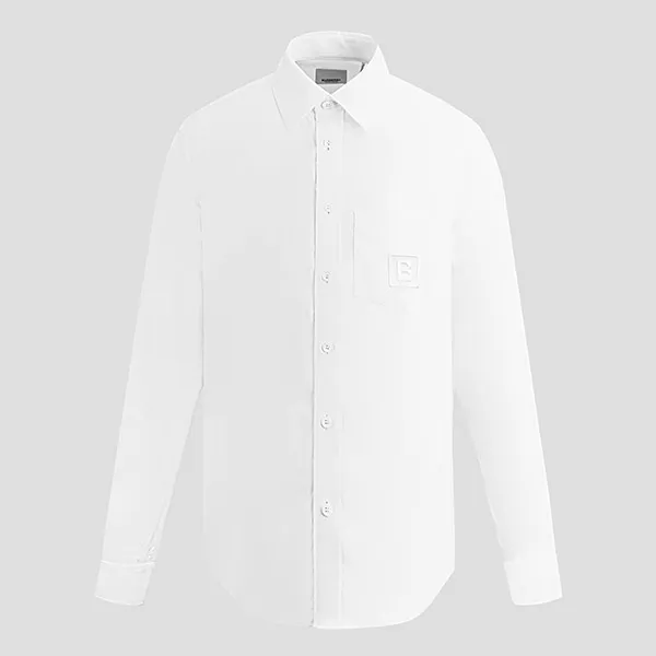 Áo Sơ Mi Burberry White Letter Pattern Functional Cotton 8061860 Màu Trắng Size L