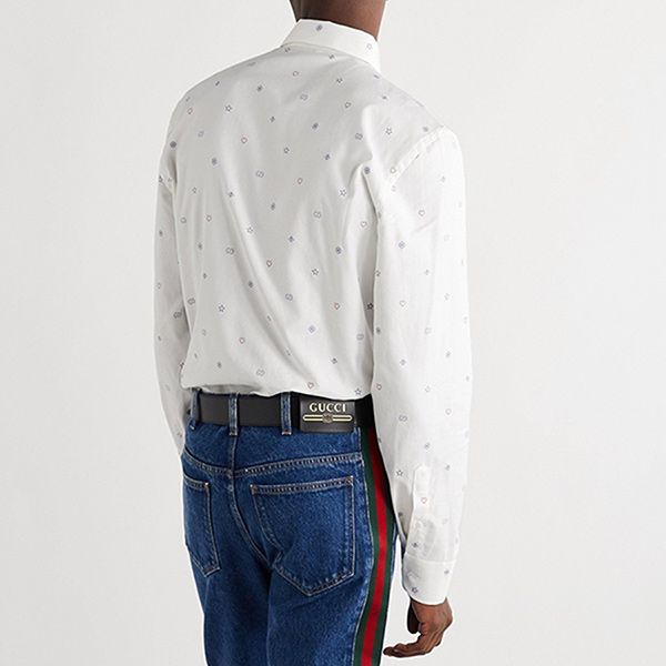 Áo Sơ Mi Gucci Embroidered Cotton Shirt Men White Màu Trắng Họa Tiết Size M - 5