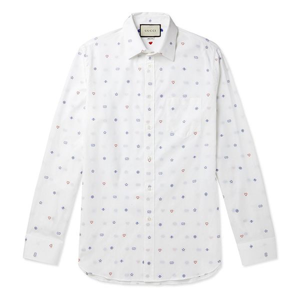 Áo Sơ Mi Gucci Embroidered Cotton Shirt Men White Màu Trắng Họa Tiết Size M - 3