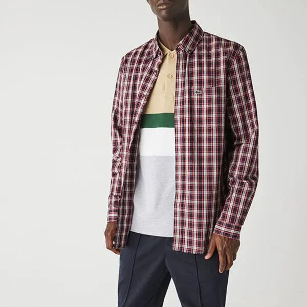 Áo Sơ Mi Nam Lacoste Regular Fit CH3983 8L1 Màu Kẻ Đỏ Size 38