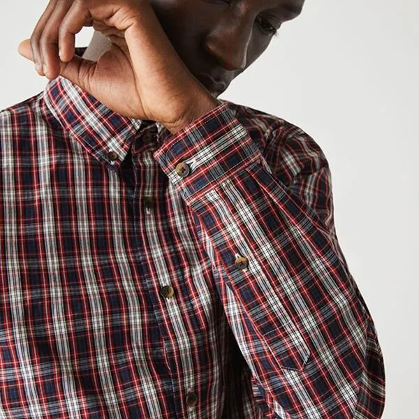 Áo Sơ Mi Nam Lacoste Regular Fit CH3983 8L1 Màu Kẻ Đỏ Size 38