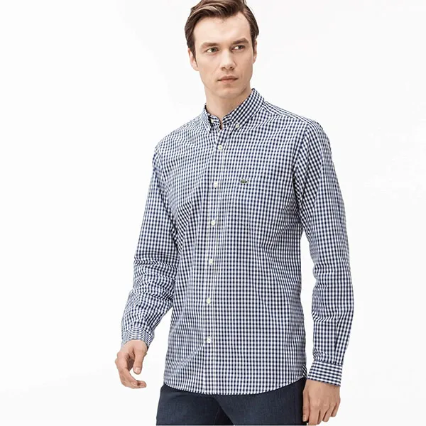 Áo Sơ Mi Lacoste Regular Fit CH9559 HFA Màu Xanh Kẻ Size L