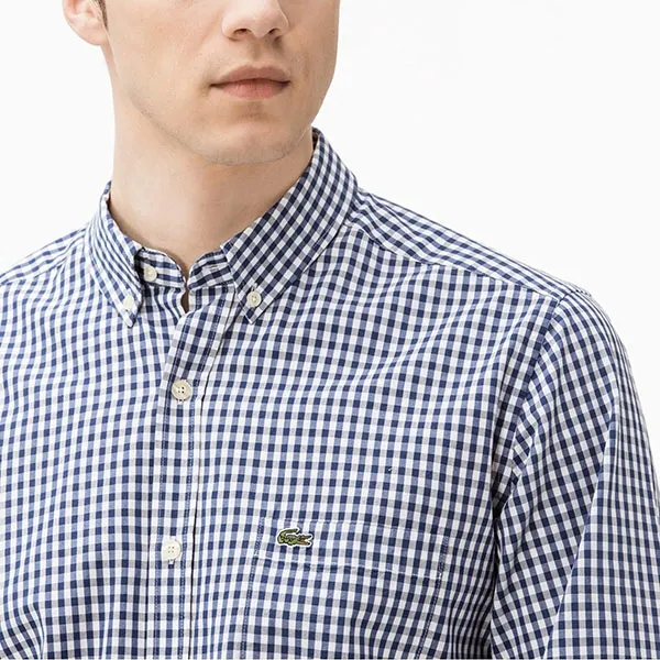 Áo Sơ Mi Lacoste Regular Fit CH9559 HFA Màu Xanh Kẻ Size L
