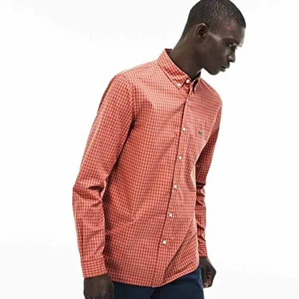Áo Sơ Mi Lacoste Regular Fit CH9559 PRK Màu Hồng Cam Size S