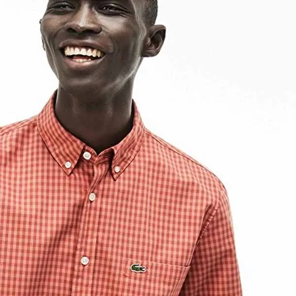 Áo Sơ Mi Lacoste Regular Fit CH9559 PRK Màu Hồng Cam Size S