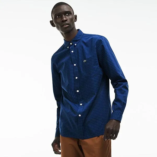 Áo Sơ Mi Lacoste Regular Fit CH9559 PXT Màu Kẻ Xanh Đậm Size M - Thời trang - Vua Hàng Hiệu