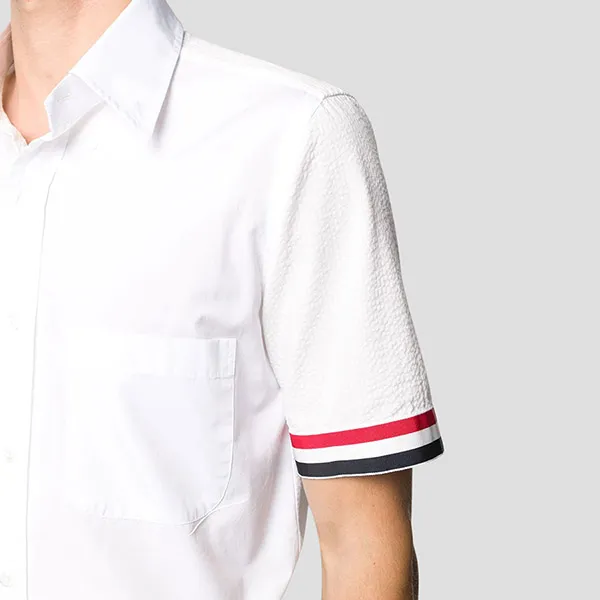 Áo Sơ Mi Thom Browne Grosgrain Cuff Straight Fit MWS252F 00572 100 Màu Trắng