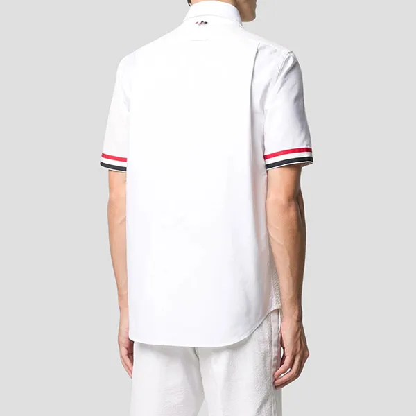 Áo Sơ Mi Thom Browne Grosgrain Cuff Straight Fit MWS252F 00572 100 Màu Trắng