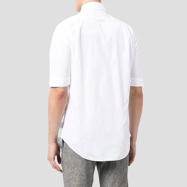 Áo Sơ Mi Thom Browne Short Sleeve Grosgrain Placket MWS002E 03113 100 Màu Trắng