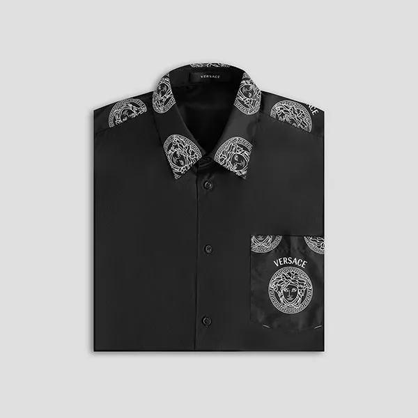 Áo Sơ Mi Versace Black Logo Medusa Printed 1005004 1A03417 1B000 Màu Đen
