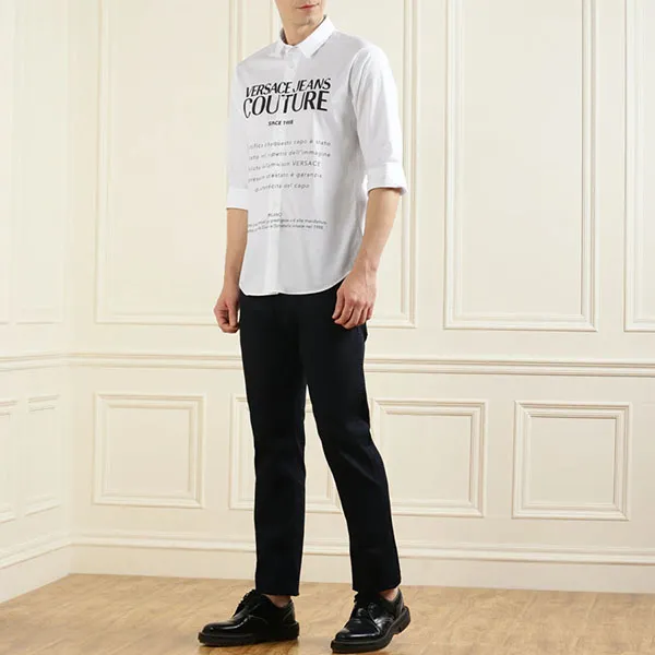 Áo Sơ Mi Versace Jeans Couture Men White Big Guarantee Print Shirt Màu Trắng Size 46 - Thời trang - Vua Hàng Hiệu