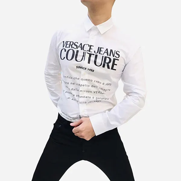 Áo Sơ Mi Versace Jeans Couture Men White Big Guarantee Print Shirt Màu Trắng Size 46 - Thời trang - Vua Hàng Hiệu