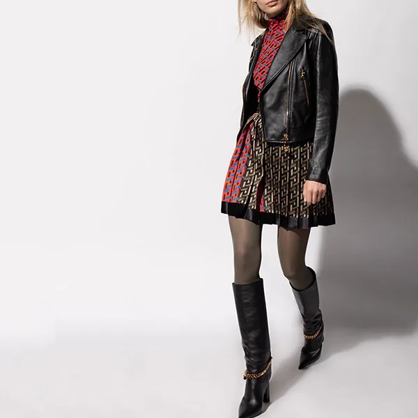 Chân Váy Versace Ladies Black/Militare La Greca Monogram Printed 1002497 1A01805 5B160 Phối Màu