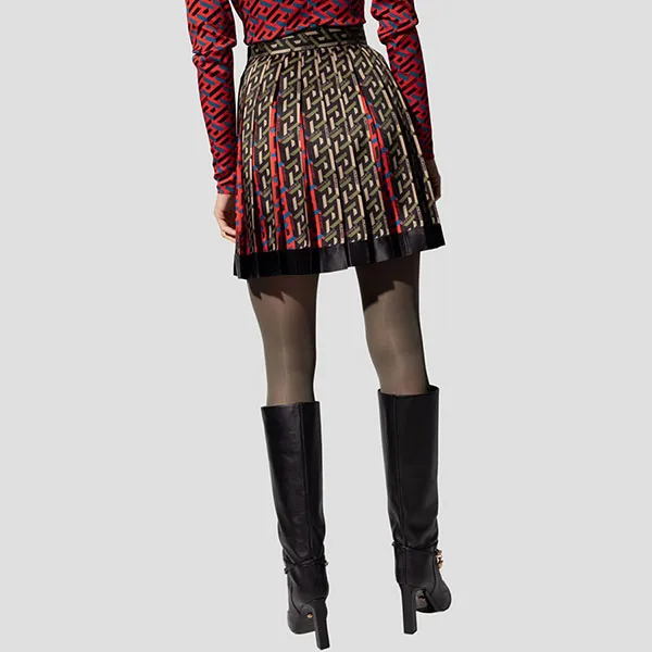 Chân Váy Versace Ladies Black/Militare La Greca Monogram Printed 1002497 1A01805 5B160 Phối Màu