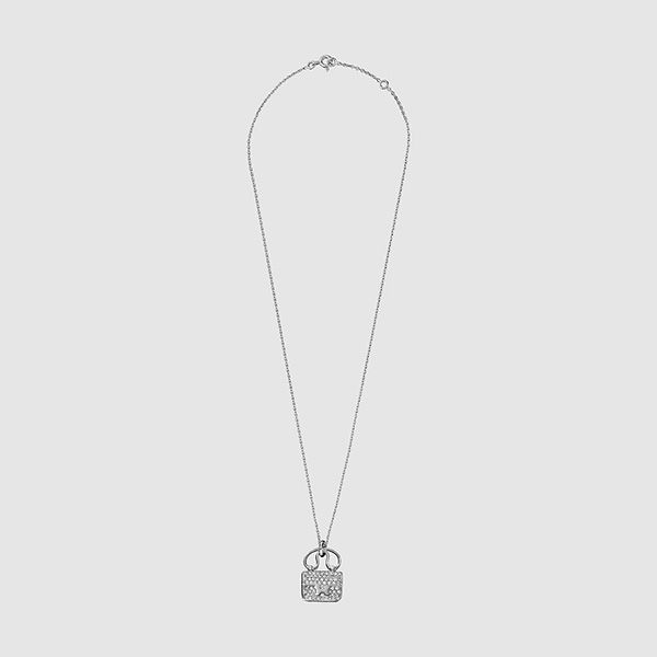 Dây Chuyền Hermès Constance Charm Diamond Pendant Necklace Màu Bạc (Chế tác) - 4