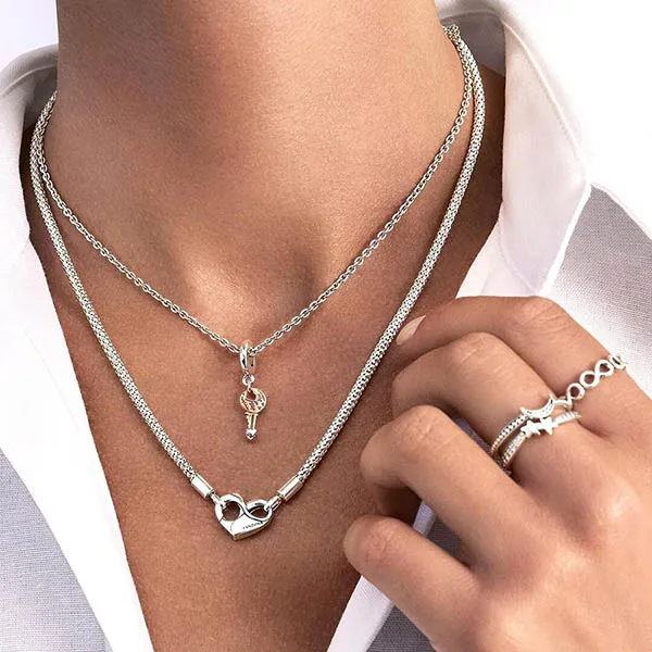 Dây Chuyền Mix Charm Pandora Moments Halskæde Med 392451C00 Màu Bạc - Trang sức - Vua Hàng Hiệu