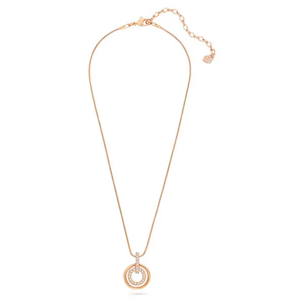 Dây Chuyền Swarovski Circle Pendant Round Shape, White, Rose Gold Alloy Plating 5646721 Màu Vàng Hồng