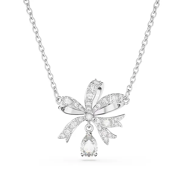 Dây Chuyền Swarovski Volta Necklacebow, Small, White, Rhodium Plated 5647583 Màu Bạc