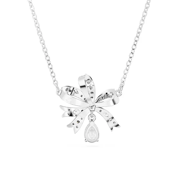 Dây Chuyền Swarovski Volta Necklacebow, Small, White, Rhodium Plated 5647583 Màu Bạc