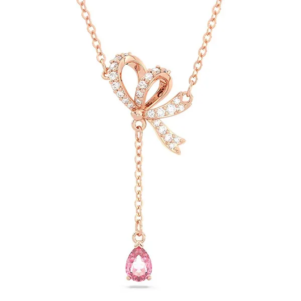 Dây Chuyền Swarovski Volta Y Pendant Bow, Pink, Rose Gold-Tone Plated 5647569 Màu Vàng Hồng