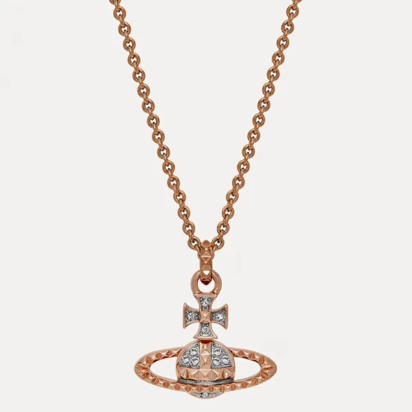 Dây Chuyền Vivienne Westwood Mayfair Bas Relief Pendant Necklace Màu Vàng Hồng