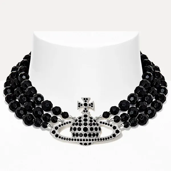 Dây Chuyền Vivienne Westwood Messaline Three Row Choker Màu Đen - Trang sức - Vua Hàng Hiệu